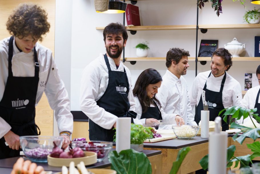 Students in our pintxos cooking classes in San Sebastian